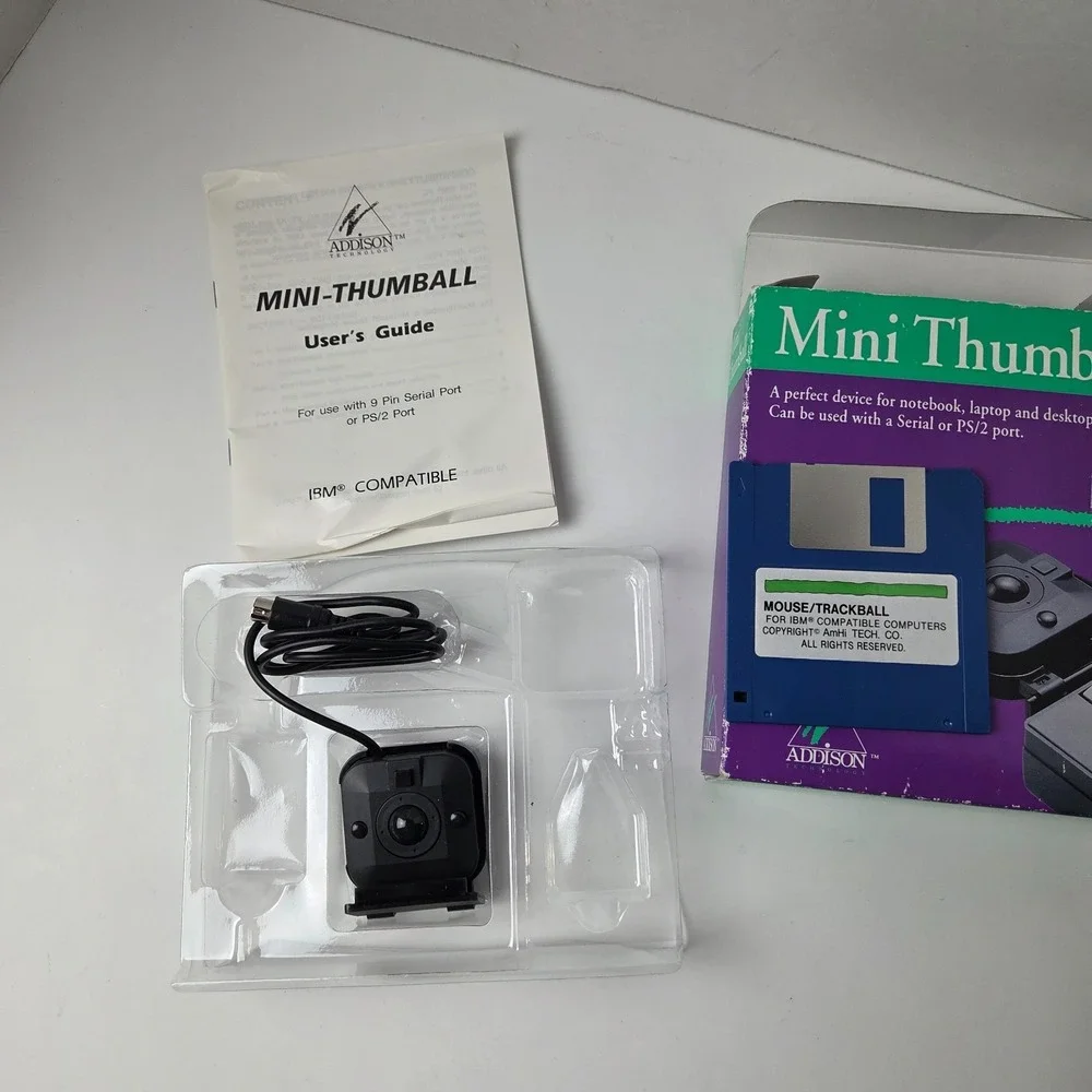 Vintage Mini Thumball HTF Mouse Addison Technology w/Box